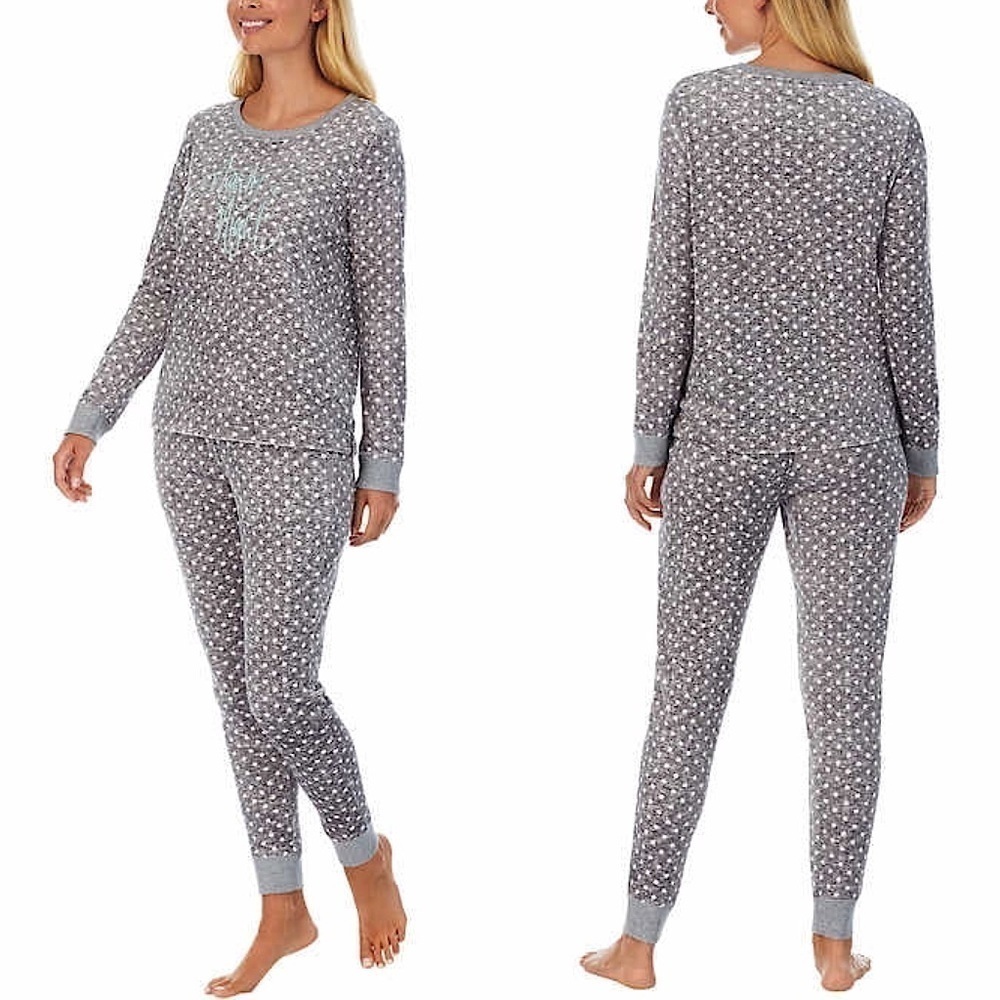 JANE & BLEECKER NIGHTY NIGHT FUZZY POLKA DOT MATCHING PAJAMA PJ SET